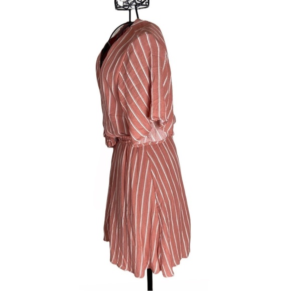 Abercrombie Striped Orange and White Button-Up Tie-Front Dress Size Medium - Picture 4 of 11
